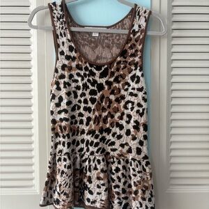 Boston Proper peplum leopard print knit top. Size small.